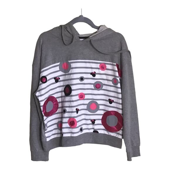 Disney Women's Minnie Mouse  Gray cropped Lightweight Hoodie  Size Lrg EUC - Picture 1 of 6